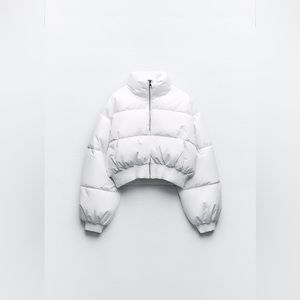 SOLD:Zara | Water and Wind Protection Croped Puffer Anorak|White| Large